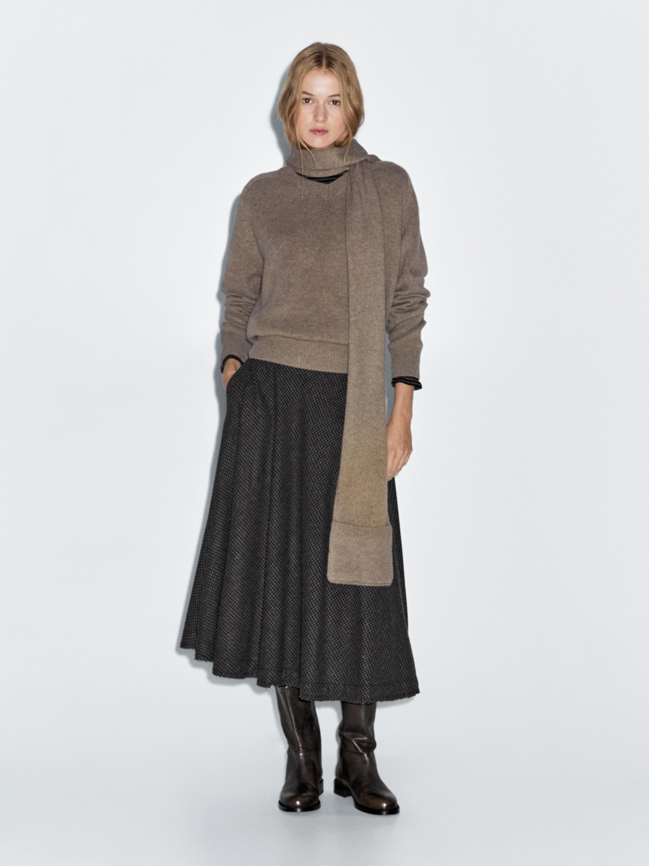 Jupe midi ample à carreaux vichy